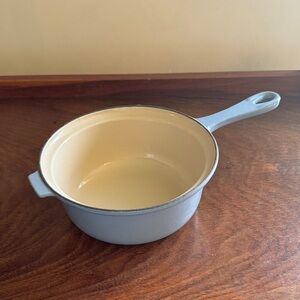 Le Creuset Light Blue and Cream Cast Iron Saucepan